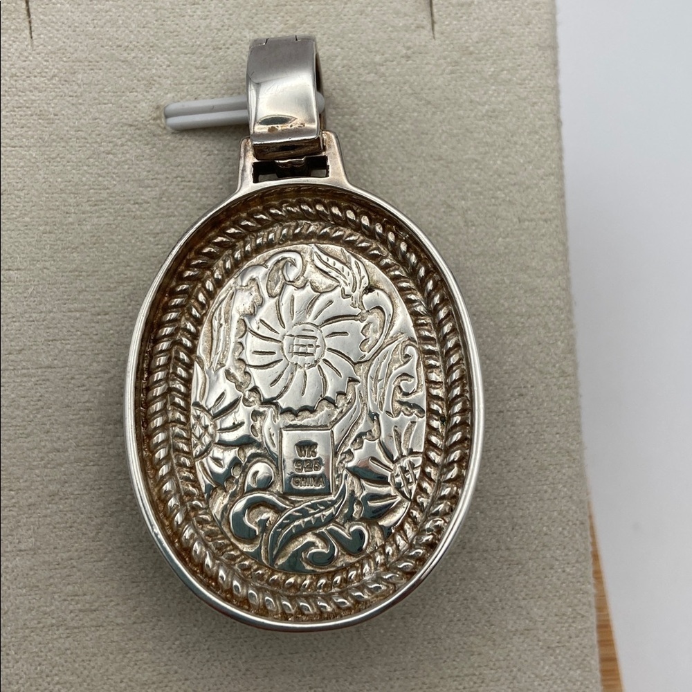 Vintage Whitney Kelly Sterling Silver 925 Large Oval Turquoise Pendant - Picture 4 of 8